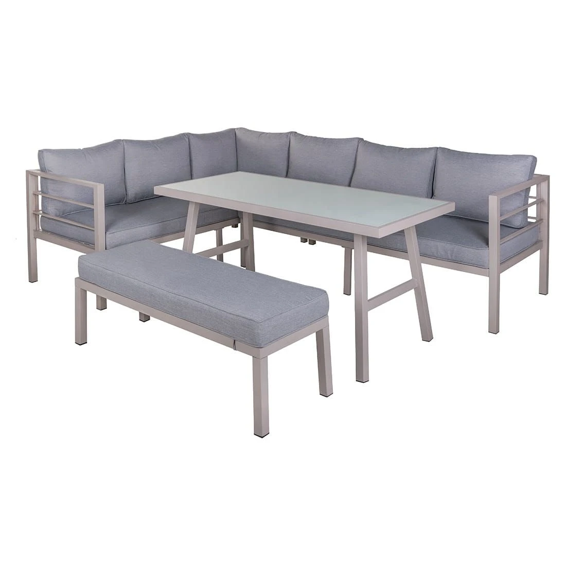 OUTLIV. Dininglounge 4-tlg. Stahl/Olefin Taupe/Grau OUTLIV. Dininglounge 4-tlg. Stahl/Olefin Taupe/Grau -Outliv outliv dininglounge 4 tlg aluminium olefin 1429541 3
