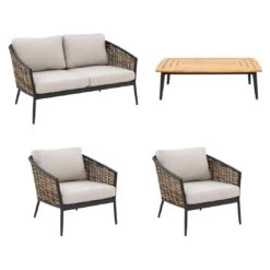 OUTLIV. Falun Loungeset 4-tlg. Aluminium/Rope Anthrazit/Mixed Brown/Ivory -Outliv outliv falun sofagruppe 4 tlg aluminium rope 1342762 3