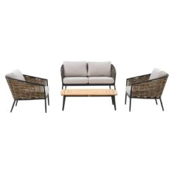 OUTLIV. Falun Loungeset 4-tlg. Aluminium/Rope Anthrazit/Mixed Brown/Ivory -Outliv outliv falun sofagruppe 4 tlg aluminium rope 1342762 4