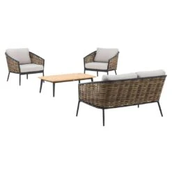 OUTLIV. Falun Loungeset 4-tlg. Aluminium/Rope Anthrazit/Mixed Brown/Ivory -Outliv outliv falun sofagruppe 4 tlg aluminium rope 1342762 6