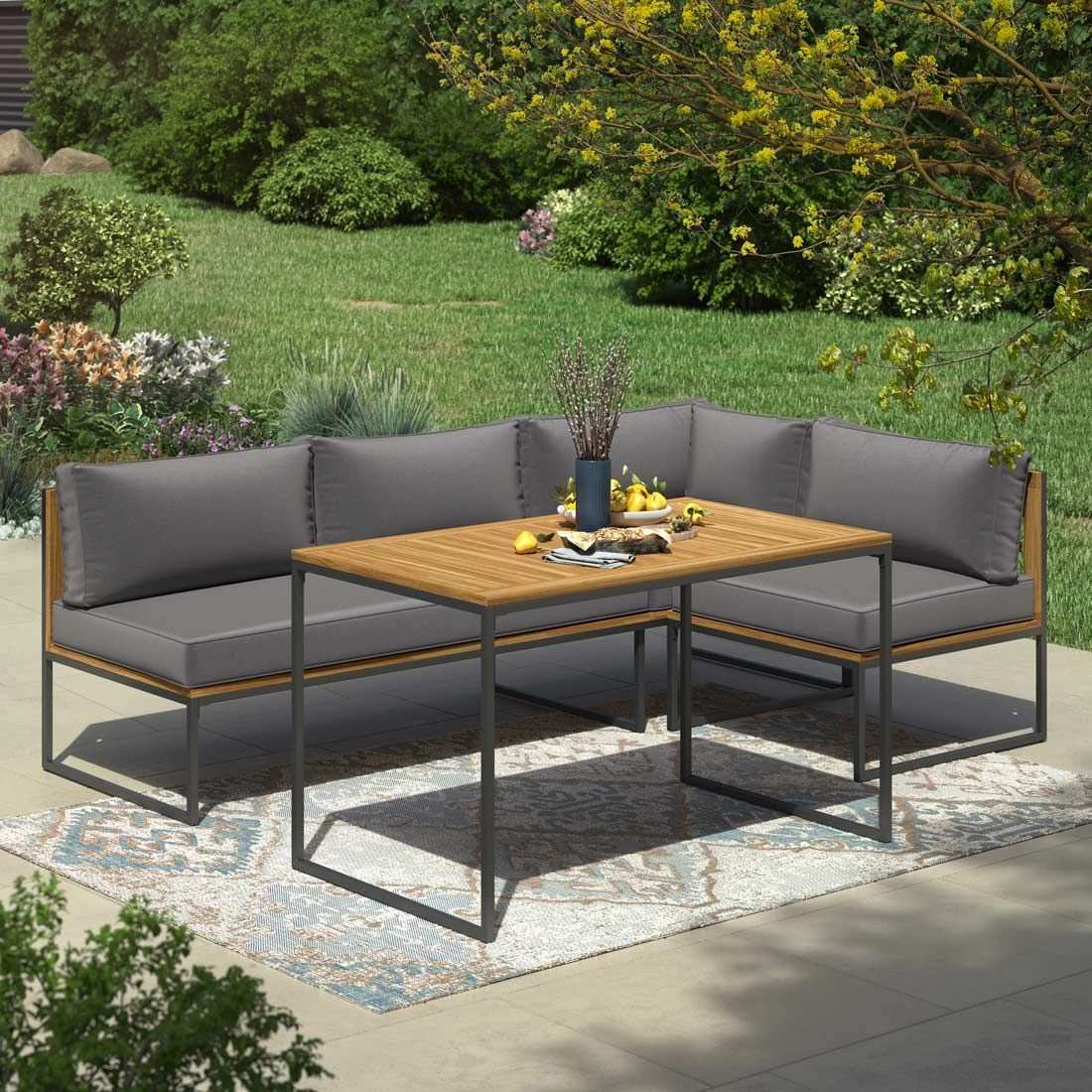 OUTLIV. Floris Dininglounge 3-tlg. Stahl/Akazie Schwarz/Grau OUTLIV. Floris Dininglounge 3-tlg. Stahl/Akazie Schwarz/Grau -Outliv outliv floris dininglounge 3 tlg stahl akazie schwarz grau 1241353 1