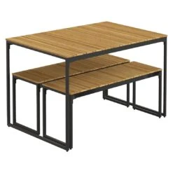 OUTLIV. Floris Gartenmöbel-Set 3-tlg. Mit Tisch 115x78cm Schwarz -Outliv outliv floris diningset 115cm 3 tlg stahl akazie schwarz 1241375 3