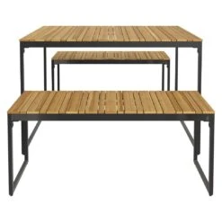 OUTLIV. Floris Gartenmöbel-Set 3-tlg. Mit Tisch 115x78cm Schwarz -Outliv outliv floris diningset 115cm 3 tlg stahl akazie schwarz 1241375 5