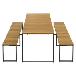 OUTLIV. Floris Gartenmöbel-Set 3-tlg. Mit Tisch 210x78cm Schwarz -Outliv outliv floris diningset 210cm 3 teilig stahl akazie schwarz 1239813 4