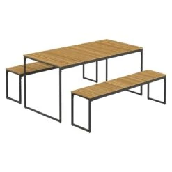 OUTLIV. Floris Gartenmöbel-Set 3-tlg. Mit Tisch 160x78cm Schwarz