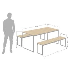 OUTLIV. Floris Gartenmöbel-Set 3-tlg. Mit Tisch 160x78cm Schwarz -Outliv outliv floris diningset 3 teilig stahl akazie schwarz 1083635 10