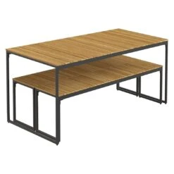 OUTLIV. Floris Gartenmöbel-Set 3-tlg. Mit Tisch 160x78cm Schwarz -Outliv outliv floris diningset 3 teilig stahl akazie schwarz 1083635 3