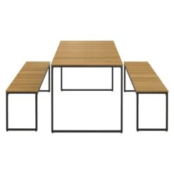 OUTLIV. Floris Gartenmöbel-Set 3-tlg. Mit Tisch 160x78cm Schwarz -Outliv outliv floris diningset 3 teilig stahl akazie schwarz 1083635 4