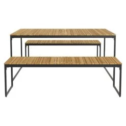 OUTLIV. Floris Gartenmöbel-Set 3-tlg. Mit Tisch 160x78cm Schwarz -Outliv outliv floris diningset 3 teilig stahl akazie schwarz 1083635 5