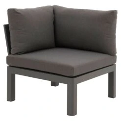 OUTLIV. Freddo Ecklounge 4-teilig Aluminium/Polster/Teak Dunkelgrau -Outliv outliv freddo loungeecke 4 teilig aluminium polster teak 1355027 7