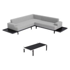 OUTLIV. By Detlef Steves Glamour Ecklounge 3-tlg. Aluminium/Sunbrella Schwarz/Flanelle -Outliv outliv glamour loungeecke 3 tlg aluminium sunbrella 1379865 3