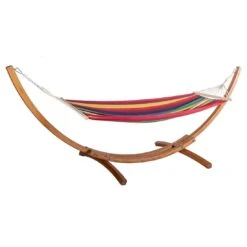 OUTLIV. Hängematte Mit Holzgestell Aus Lärche Natur/Bunt