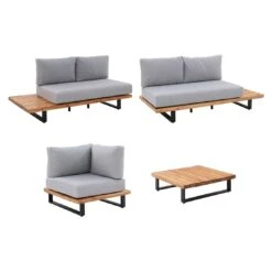 OUTLIV. Haven Ecklounge 3-tlg. Aluminium/Akazie Anthrazit/Natur Anthrazit/Natur -Outliv outliv haven loungeecke 3 tlg aluminium akazie anthrazit natur 1434304 3