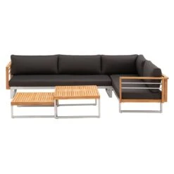 OUTLIV. Hawaii Ecklounge Edelstahl/Teak/Polster Dunkelgrau -Outliv outliv hawaii loungeecke edelstahl teak polster 1340782 3