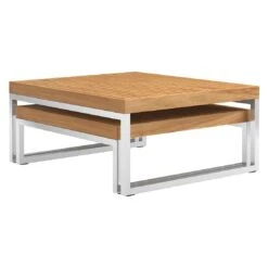 OUTLIV. Hawaii Loungetische 2er Set Edelstahl/Teak Natur -Outliv outliv hawaii loungetische 2er set edelstahl teak natur 1101576 3