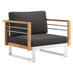 OUTLIV. Hawaii Loungeset 4-tlg. Edelstahl/Teak/Polster Dunkelgrau -Outliv outliv hawaii sofagruppe 4 tlg edelstahl teak polster 1340760 7