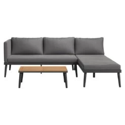 OUTLIV. India Ecklounge 3-tlg. Stahl/Akazie Anthrazit/Natur -Outliv outliv india loungeecke 3 tlg stahl akazie 1435151 5