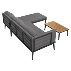 OUTLIV. India Ecklounge 3-tlg. Stahl/Akazie Anthrazit/Natur -Outliv outliv india loungeecke 3 tlg stahl akazie 1435151 7