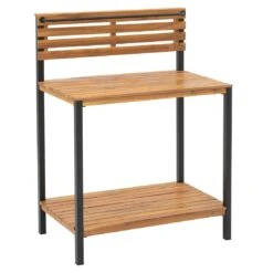 OUTLIV. Bern Pflanztisch 80x50x110cm Stahl/Akazie Schwarz/Natur