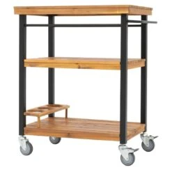 OUTLIV. Bern Servierwagen 66x43x80cm Stahl/Akazie Schwarz/Natur -Outliv outliv ko tao servierwagen 66x43x80cm stahl akazie 1343136 3