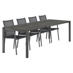 OUTLIV. Kobe Gartenmöbel-Set 5-tlg. Tisch 160/217/267x91cm Anthrazit/Zement Dunkel -Outliv outliv kobe gartenmoebel set 5 tlg tisch 160 217 267x91cm 1495090 2