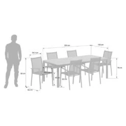 OUTLIV. Kobe Gartenmöbel-Set 7-tlg. Tisch 220x100cm Anthrazit/Natur -Outliv outliv kobe gartenmoebel set 7 tlg tisch 220x100cm 1495035 11