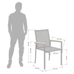 OUTLIV. Kobe Stapelsessel Aluminium/Textilene Mit Teakarmlehnen Anthrazit -Outliv outliv kobe stapelsessel aluminium textilene teak al dark grey charcoal 1169446 3