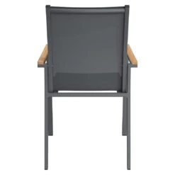 OUTLIV. Kobe Stapelsessel Aluminium/Textilene Mit Teakarmlehnen Anthrazit -Outliv outliv kobe stapelsessel aluminium textilene teak al dark grey charcoal 1169446 7