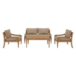 OUTLIV. Korfu Loungeset 4-tlg. Teak/Olefin Natur/Braun -Outliv outliv korfu sofagruppe 4 tlg teak olefin 1431807 3