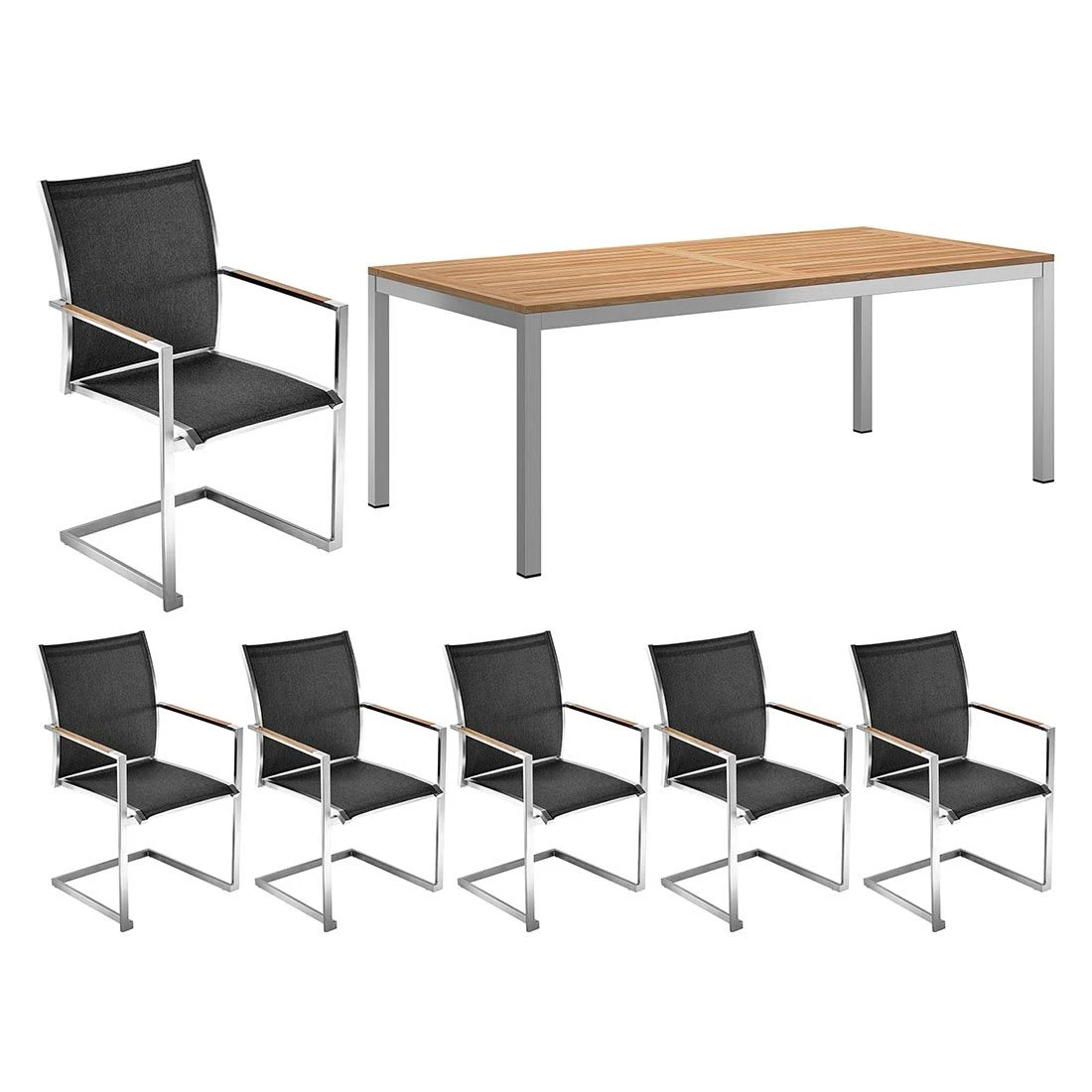 OUTLIV. Kreta Gartenmöbelset 7-tlg. Freischwinger mit Tisch 220x100cm Silber/Coal OUTLIV. Kreta Gartenmöbelset 7-tlg. Freischwinger Mit Tisch 220x100cm Silber/Coal -Outliv outliv kreta gartenmoebelset 7 tlg mit tisch 220x100cm 1443962 1