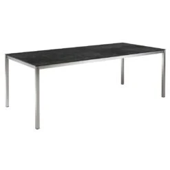 OUTLIV. Kreta Gartentisch 140x80cm Edelstahl/Keramik Silber/Concrete Coal