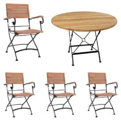 OUTLIV. Lindau Biergartensessel-Set Schwarz/Teak