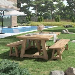 OUTLIV. Marbella Gartenmöbel-Set 3-tlg. Tisch 240x110cm Natur