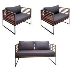 OUTLIV. Maui Loungeset 3-tlg. Schwarz/Anthrazit -Outliv outliv maui loungeset 3 tlg 1441080 3