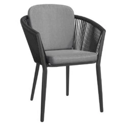 OUTLIV. Monet Gartensessel Aluminium/Rope Inkl. Kissen Schwarz/Dunkelgrau