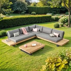 OUTLIV. New York Ecklounge Aluminium/Olefin Teak Natur