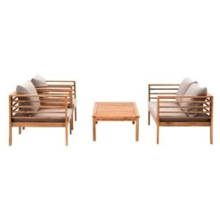 OUTLIV. Odense Loungeset 4-tlg. Akazie/Polyester Teak Look/Hellgrau -Outliv outliv odense sofagruppe 4 tlg akazie polyester teak look hellgrau 1241397 5
