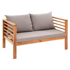 OUTLIV. Odense Loungeset 4-tlg. Akazie/Polyester Teak Look/Hellgrau -Outliv outliv odense sofagruppe 4 tlg akazie polyester teak look hellgrau 1241397 7