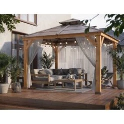 OUTLIV. Pavillon 335x335 Cm Zedernholz/Stahl Braun -Outliv outliv pavillon 335x335 cm zedernholz stahl 1422226 11
