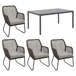 OUTLIV. Poison Gartenmöbelset 5-tlg. Mit Tisch 160x100 Cm Anthrazit/Dunkelgrau