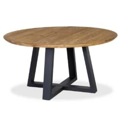 OUTLIV. Atlanta Gartentisch Ø130cm Aluminium/Teak Recycelt Charcoal/Teak Recycelt