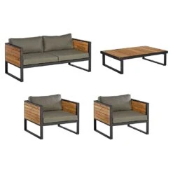 OUTLIV. Rhodos Loungeset 4-tlg. Aluminium/Teak/Olefin Anthrazit/Natur 2 OUTLIV. Rhodos Loungeset 4-tlg. Aluminium/Teak/Olefin Anthrazit/Natur -Outliv outliv rhodos sofagruppe 4 tlg aluminium teak olefin 1431719 3