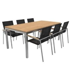 OUTLIV. Rimini Gartenmöbelset 7-tlg. Tisch 200x100cm Edelstahl/Schwarz