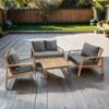 OUTLIV. Rosa Loungeset 4-tlg. Akazie/Spun-Polyester Natur/Anthrazit