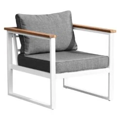 OUTLIV. Samos Loungeset 4-tlg. Aluminium/Spun-Poly Weiß/Dunkelgrau -Outliv outliv samos sofagruppe 4 tlg aluminium polster weiss dunkelgrau 1329980 5