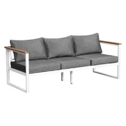 OUTLIV. Samos Loungeset 4-tlg. Aluminium/Spun-Poly Weiß/Dunkelgrau -Outliv outliv samos sofagruppe 4 tlg aluminium polster weiss dunkelgrau 1329980 6
