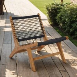 OUTLIV. Santana Loungesessel Teak/Rope Natur/Dunkelgrau