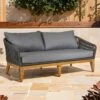 OUTLIV. Santorin Gartensofa 170 Cm Teak/Rope/Olefin Natur/Dunkelgrau