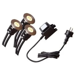 OUTLIV. Smart Light Starter-Set "3 Decklights Mit Transformator" Schwarz/Silber