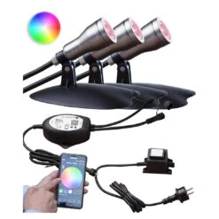 OUTLIV. Smart Light Starter -Set Wifi-Set: 3 RGB-Spots Silber/Schwarz -Outliv outliv starter set wifi set 3 rgb spots silber schwarz 1303943 1